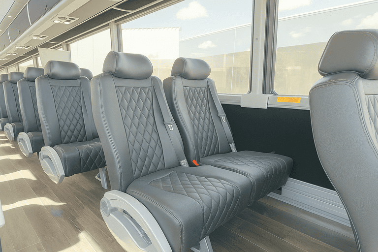 interior of Ontario Minibus Company charter bus